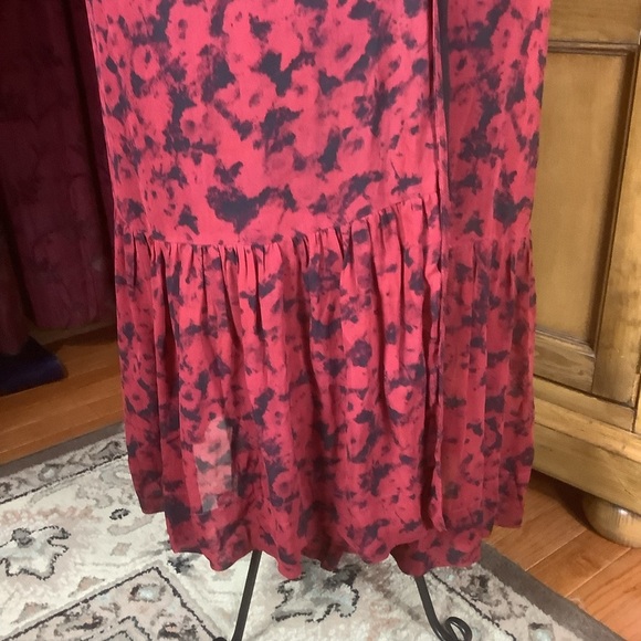 GANNI Fiji Flower Mesh Midi Dress Size 40 (US 8) Floral Ruched Sheer Sleeves - Picture 6 of 13